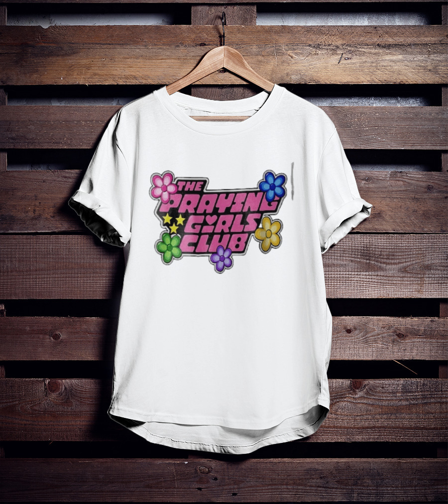 The Praying Girls Club Pink Floral Stars Flower Bubble T-Shirt