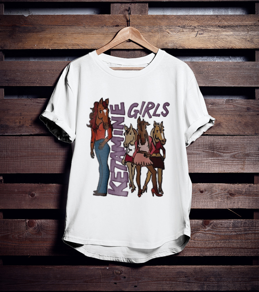 Ketamine Girls Cartoon Anthropomorphic Female Horses Fashion Outfits T-Shirt