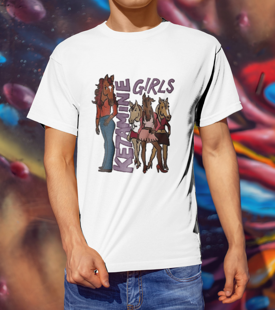 Ketamine Girls Cartoon Anthropomorphic Female Horses Fashion Outfits T-Shirt