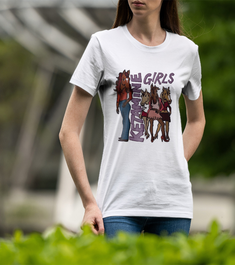 Ketamine Girls Cartoon Anthropomorphic Female Horses Fashion Outfits T-Shirt