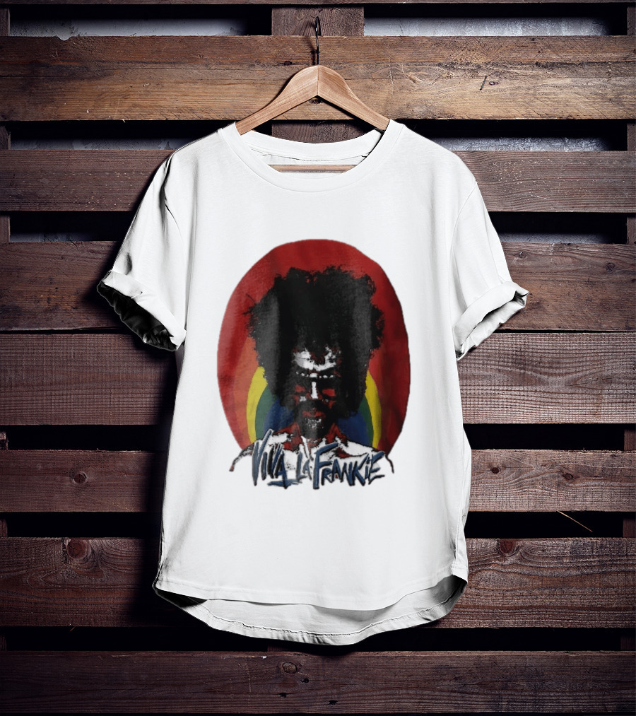 Viva LA Frankie Afro Man Glasses Rainbow Oval T-Shirt