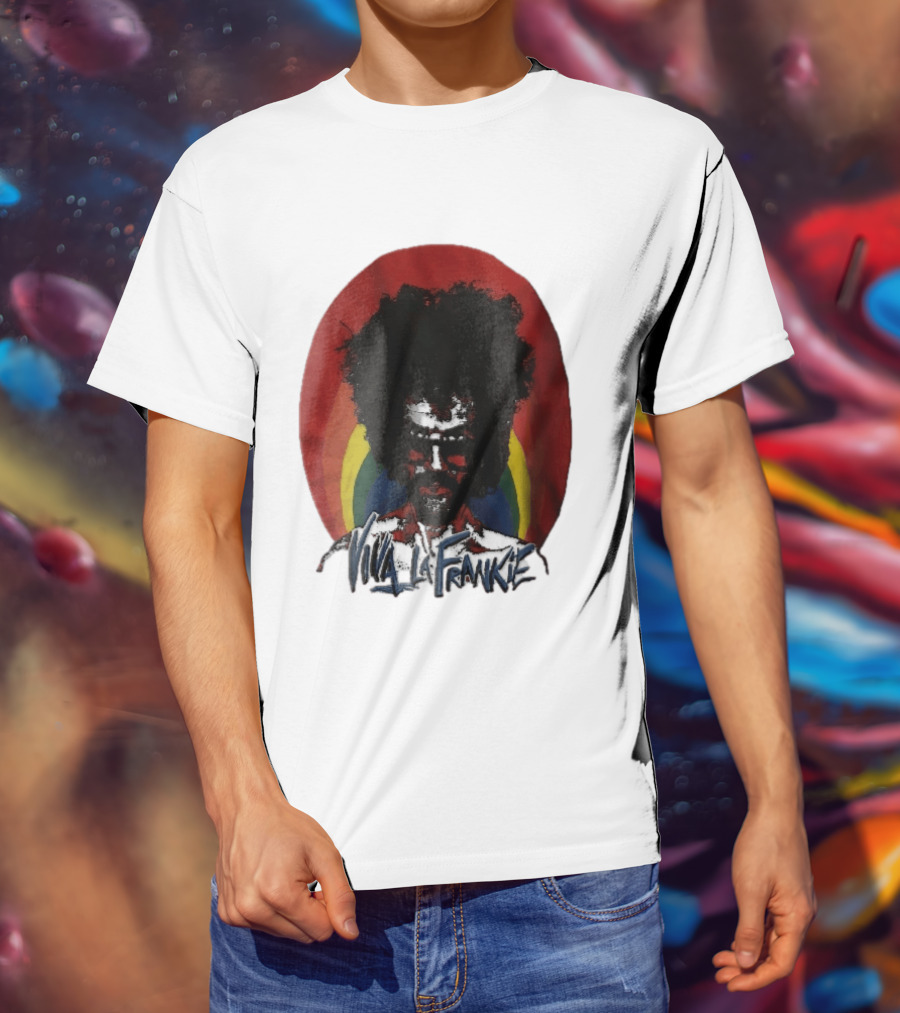 Viva LA Frankie Afro Man Glasses Rainbow Oval T-Shirt