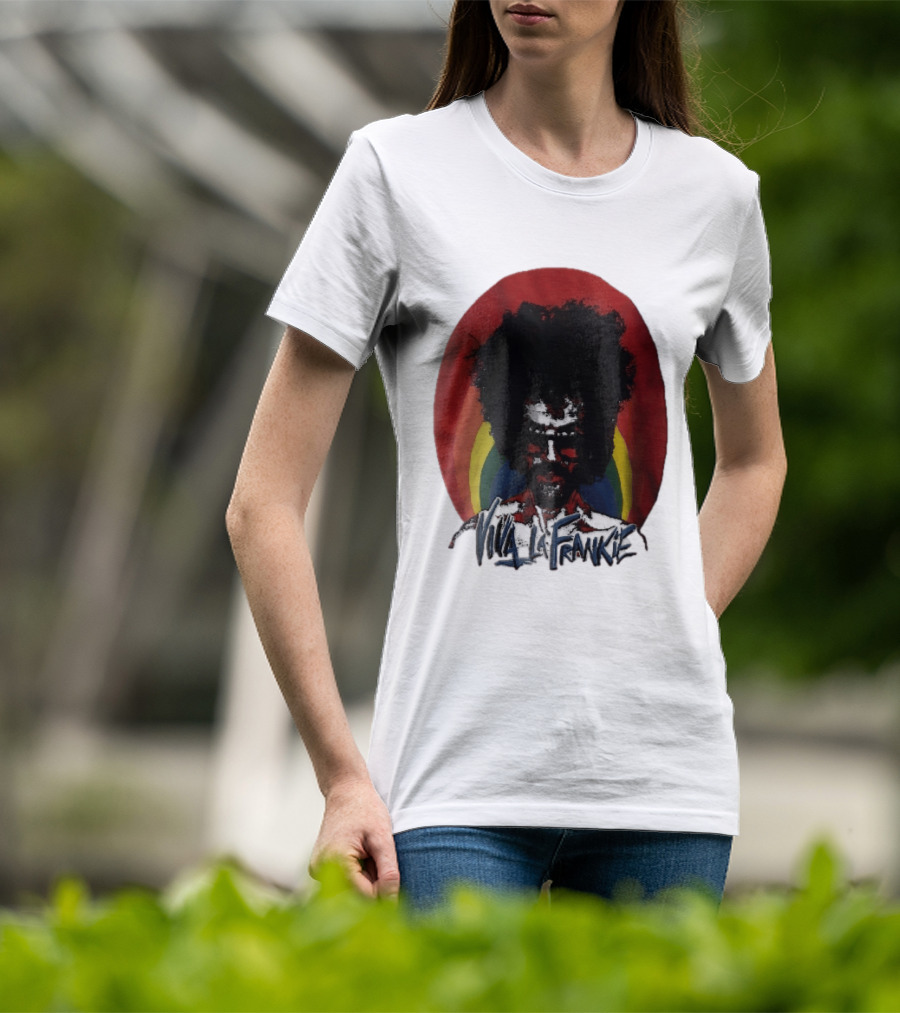 Viva LA Frankie Afro Man Glasses Rainbow Oval T-Shirt