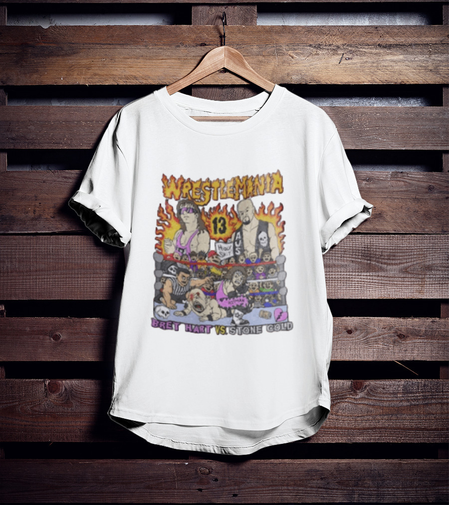 Wrestlemania 13 Bret Hart Vs Stone Cold Steve Austin Holy Shit Vintage Wrestling Battle T-Shirt