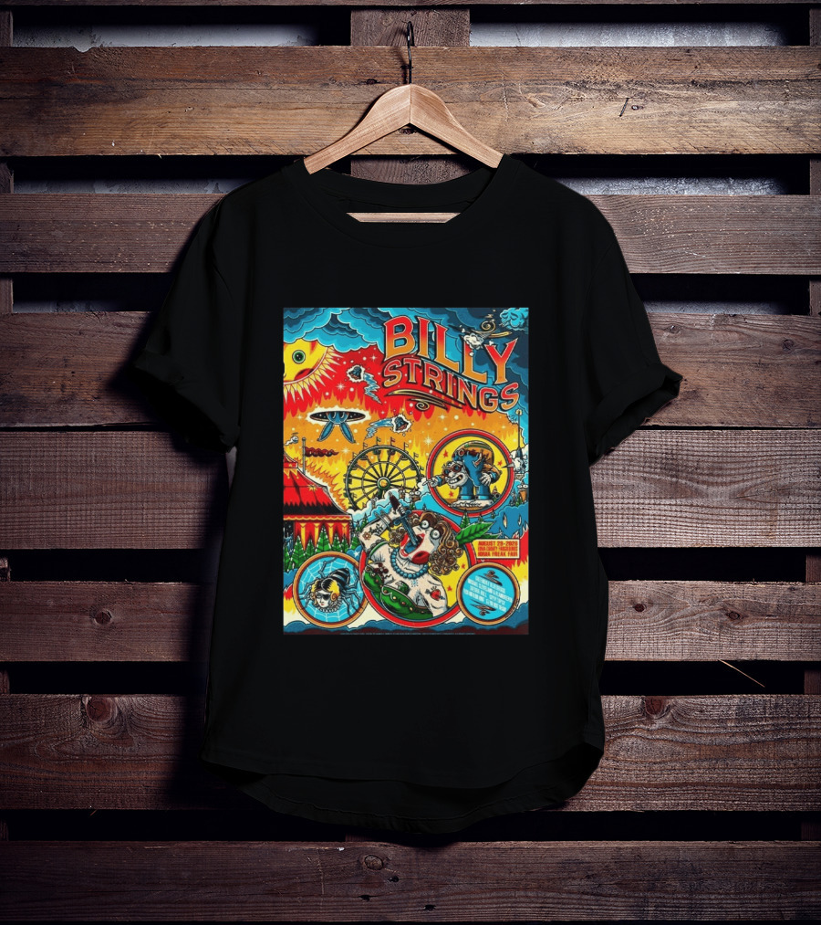 Billy Strings Ionia Freak Fair 2026 Night 2 Ionia MI August 29 UFO Carnival Extravaganza Ferris Wheel T-Shirt