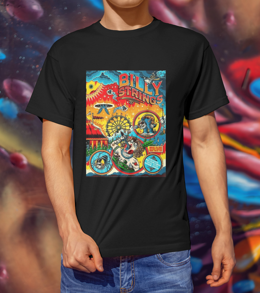 Billy Strings Ionia Freak Fair 2026 Night 2 Ionia MI August 29 UFO Carnival Extravaganza Ferris Wheel T-Shirt