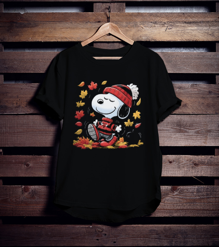 Chicago Bulls NBA Snoopy Dancing Autumn Leaves Pumpkin Cartoon T-Shirt