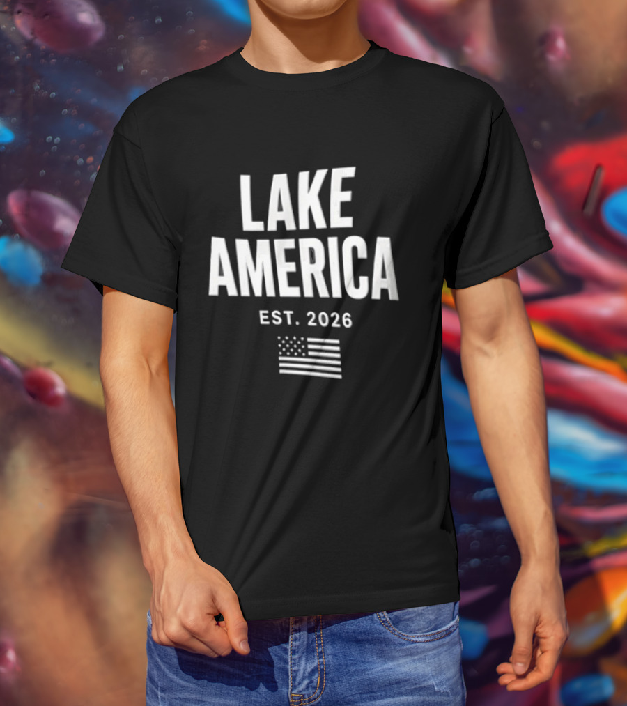 Lake America Est. 2026 American Flag Stars Stripes T-Shirt