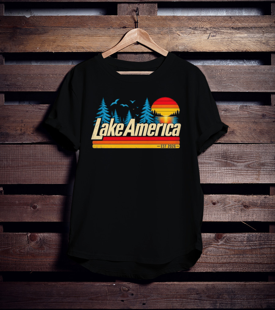 Lake America Est 2026 Sunset Trees Birds T-Shirt