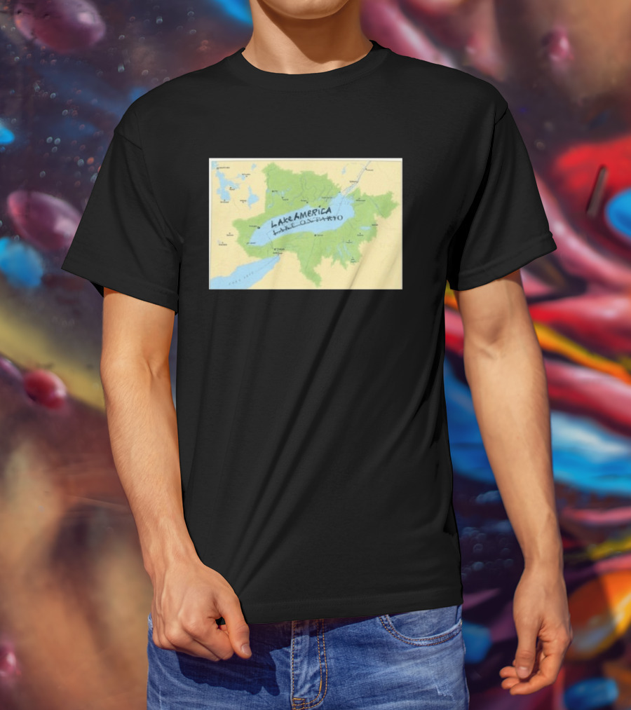 Lake Ontario Map Lake America Fun Geography Twist T-Shirt