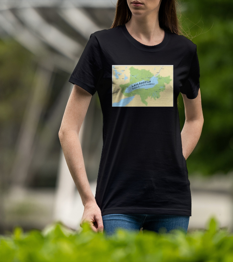 Lake Ontario Map Lake America Fun Geography Twist T-Shirt