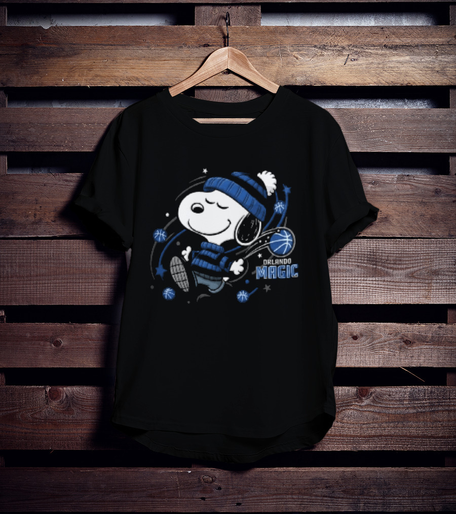 Snoopy Orlando Magic NBA Striped Beanie Basketball Stars T-Shirt