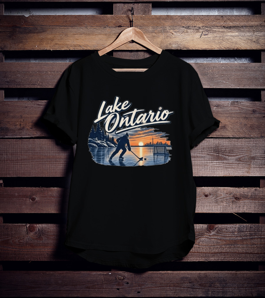 Lake Ontario Ice Hockey Sunset Silhouette With Toronto Cityscape T-Shirt