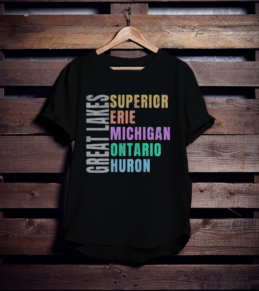 Great Lakes Superior Erie Michigan Ontario Huron Geography T-Shirt