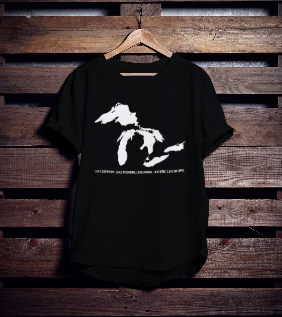 Lake Superior Michigan Huron Erie Ontario Map Of Great Lakes T-Shirt