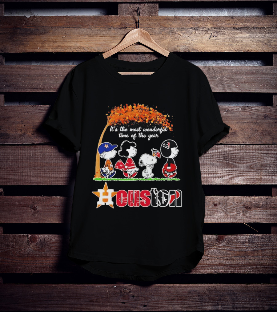 Houston Peanuts Halloween Sports Most Wonderful Time 2026 T-Shirt