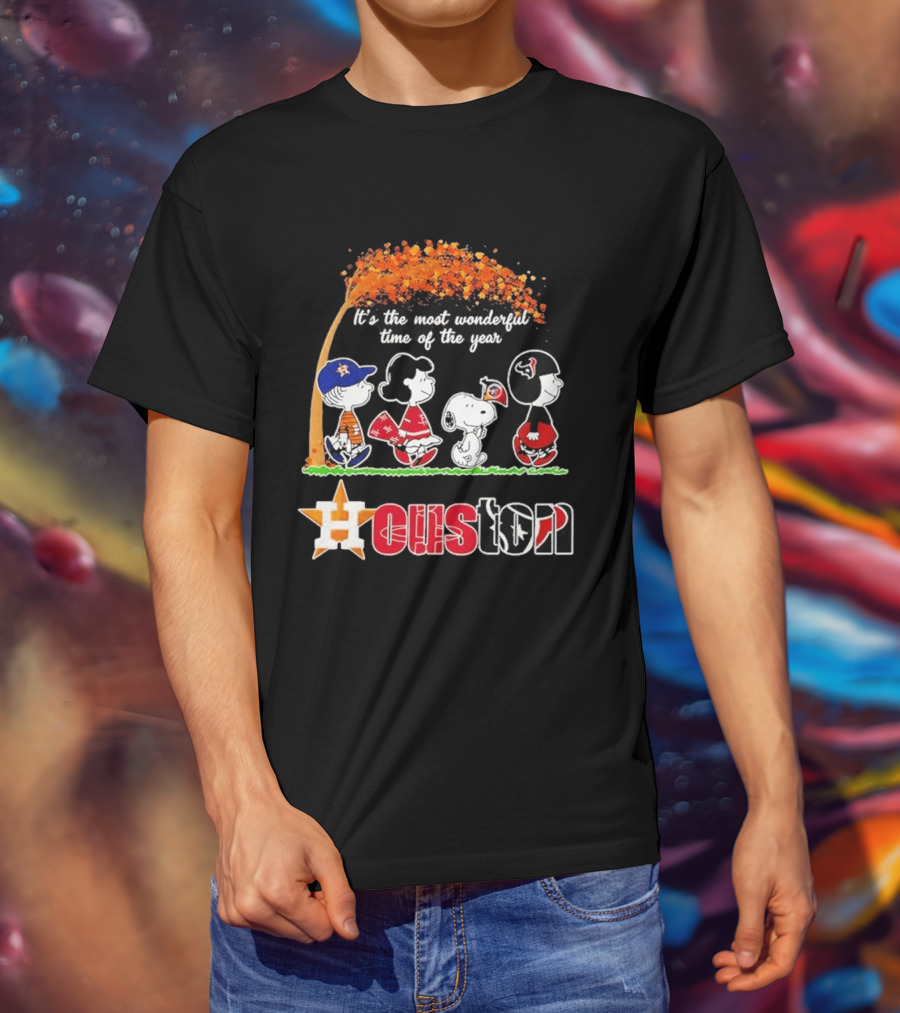 Houston Peanuts Halloween Sports Most Wonderful Time 2026 T-Shirt