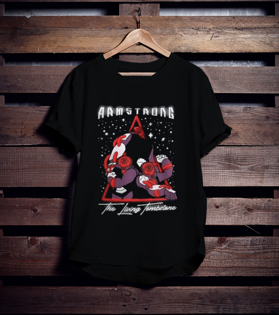Armstrong Three Armored Sci Fi Astronauts Red Triangle Starfield Cartoon T-Shirt