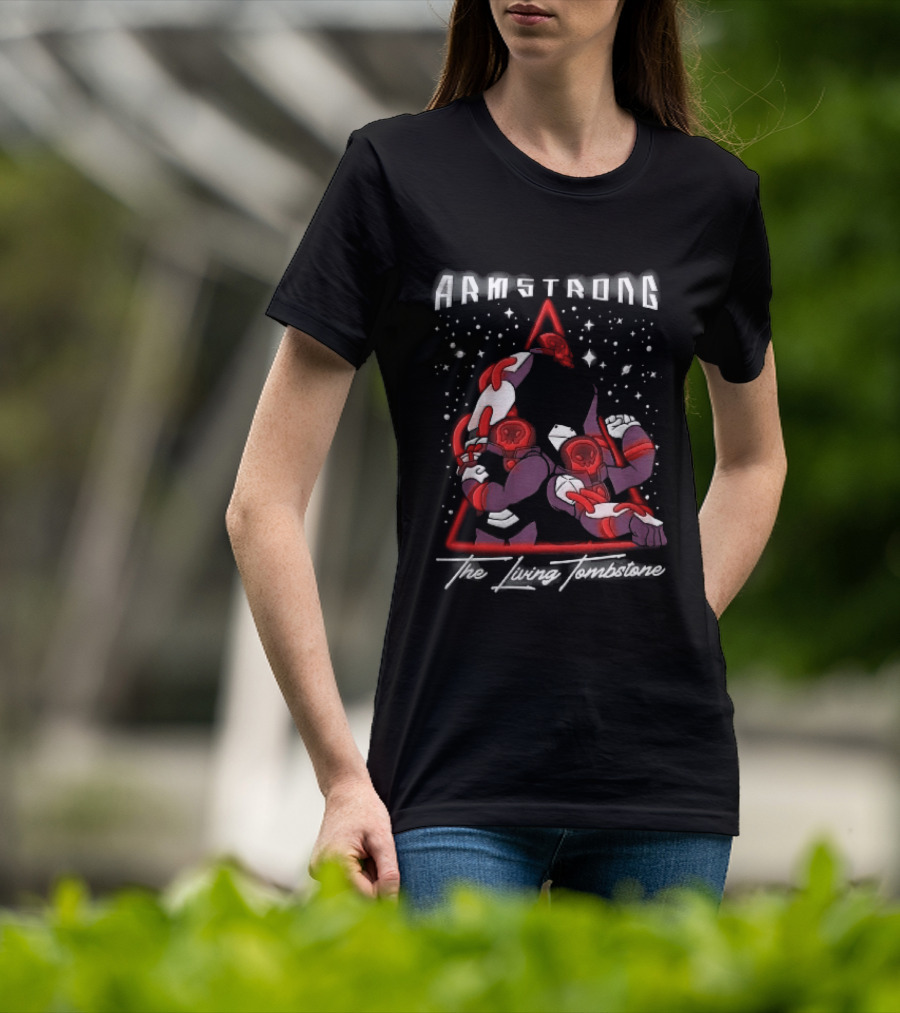 Armstrong Three Armored Sci Fi Astronauts Red Triangle Starfield Cartoon T-Shirt