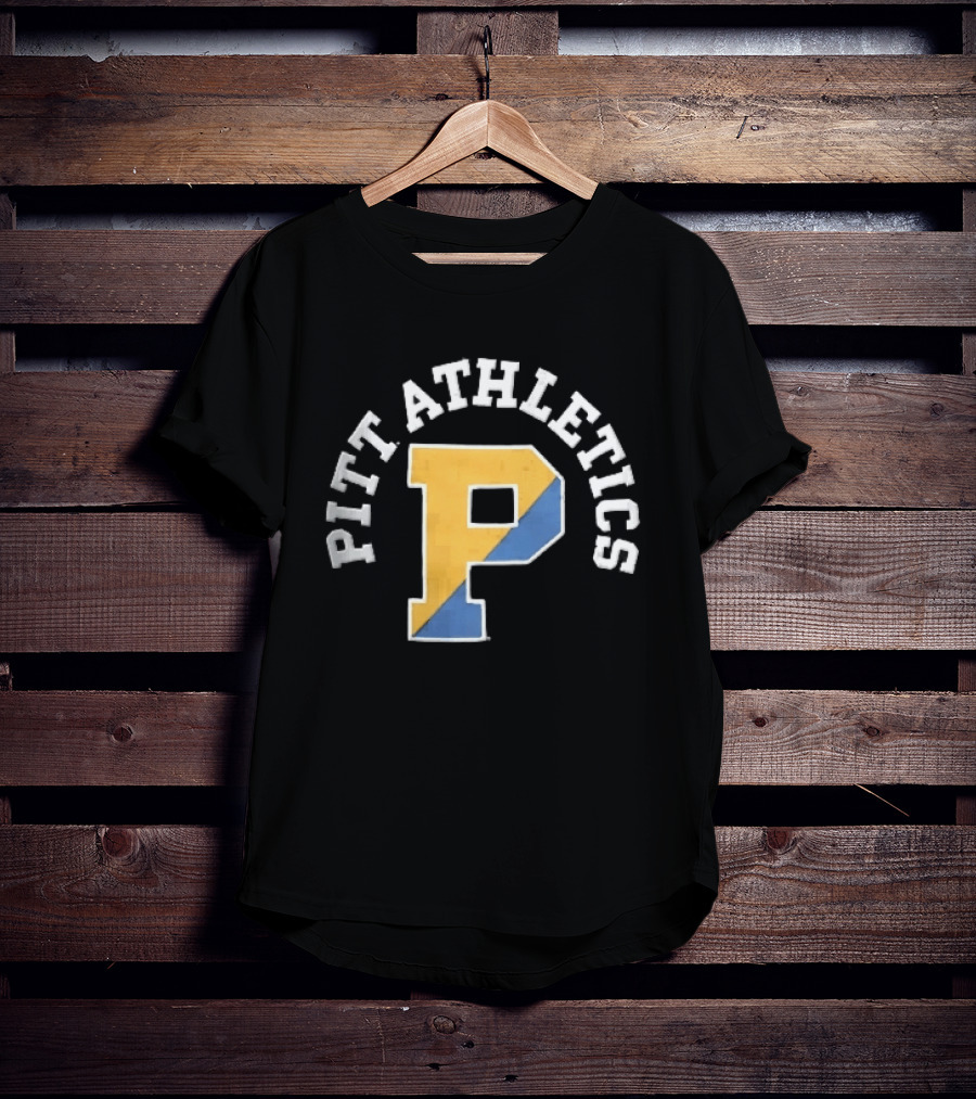 Pitt Athletics P Split Yellow Blue Block Letter Pittsburgh Panthers NCAA T-Shirt