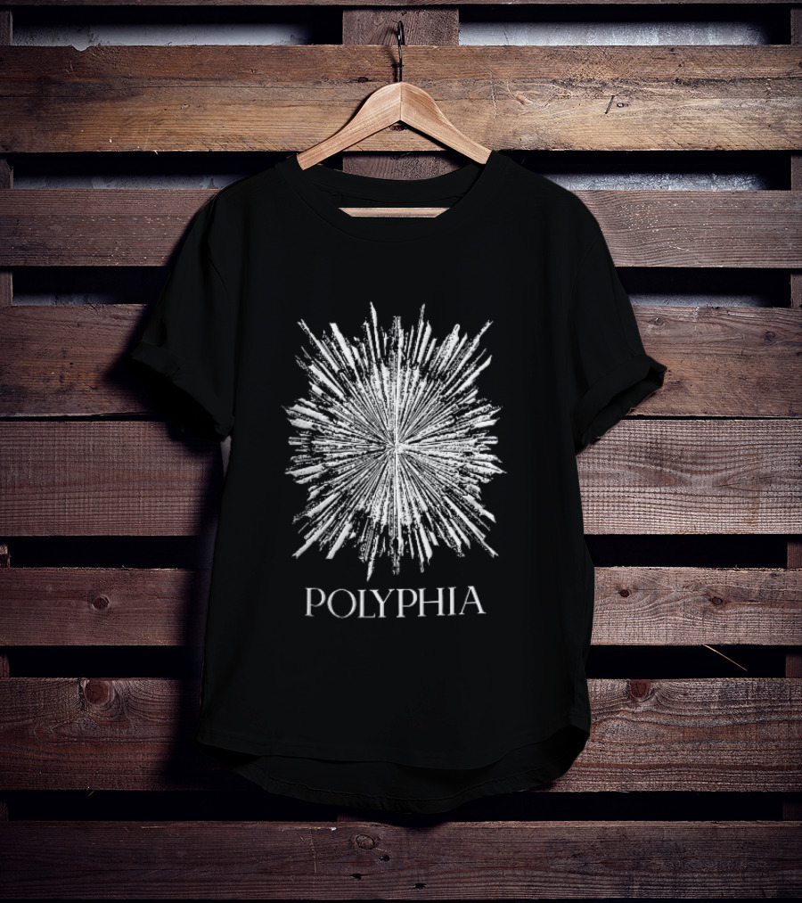 Polyphia Distressed White Starburst Explosion Rays Grunge Stencil T-Shirt