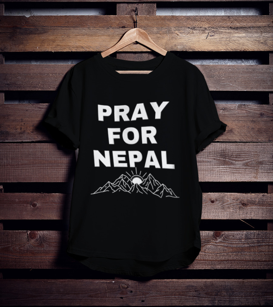 Pray For Nepal Himalayan Mountain Sun Relief Support T-Shirt