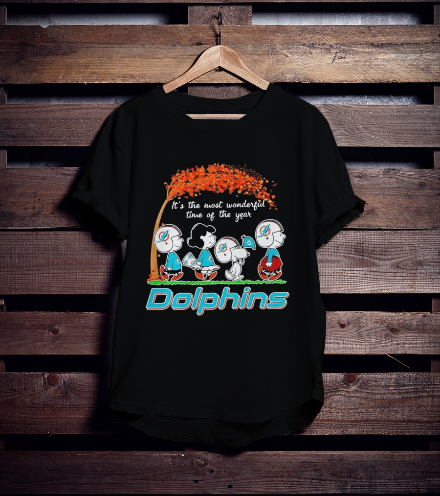 Peanuts Miami Dolphins It's The Most Wonderful Time Of The Year Halloween 2026 T-Shirt