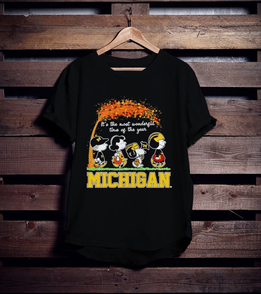 Michigan Wolverines Peanuts Halloween It's The Most Wonderful Time 2026 T-Shirt