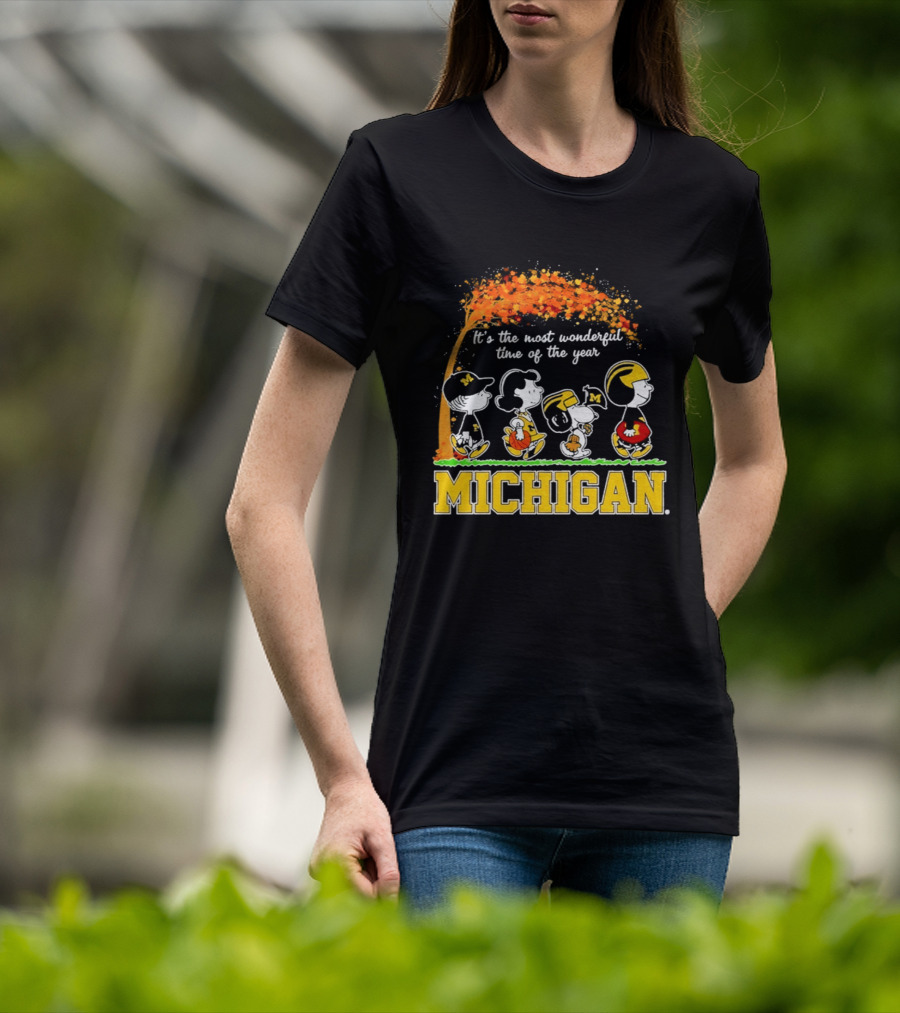 Michigan Wolverines Peanuts Halloween It's The Most Wonderful Time 2026 T-Shirt