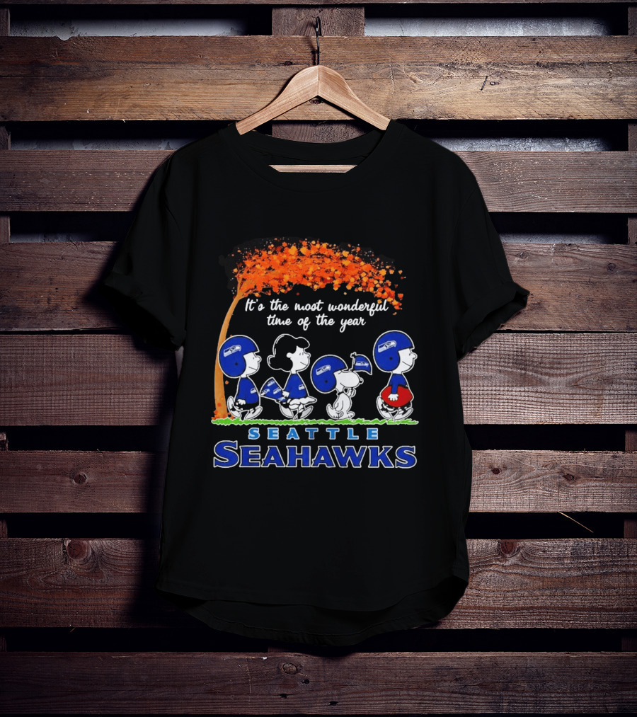 Seattle Seahawks Peanuts It's The Most Wonderful Time Of The Year 2026 T-Shirt