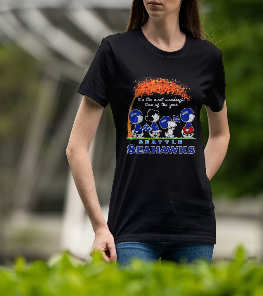Seattle Seahawks Peanuts It's The Most Wonderful Time Of The Year 2026 T-Shirt