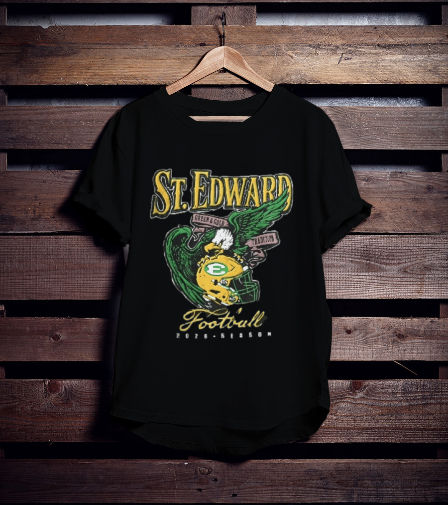 St Edward Green And Gold Tradition Football 2026 Season Eagle Helmet T-Shirt