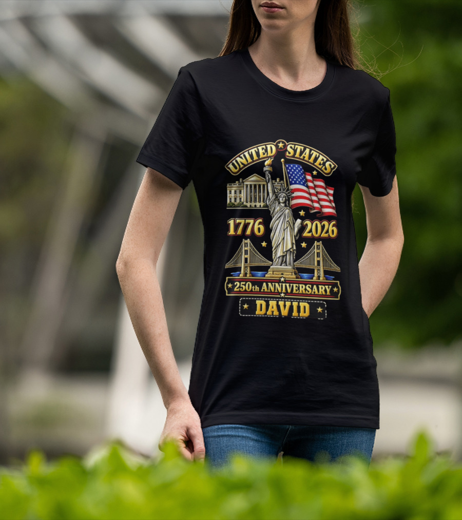 United States Statue Of Liberty White House Bridge 1776 2026 250th Anniversary David T-Shirt
