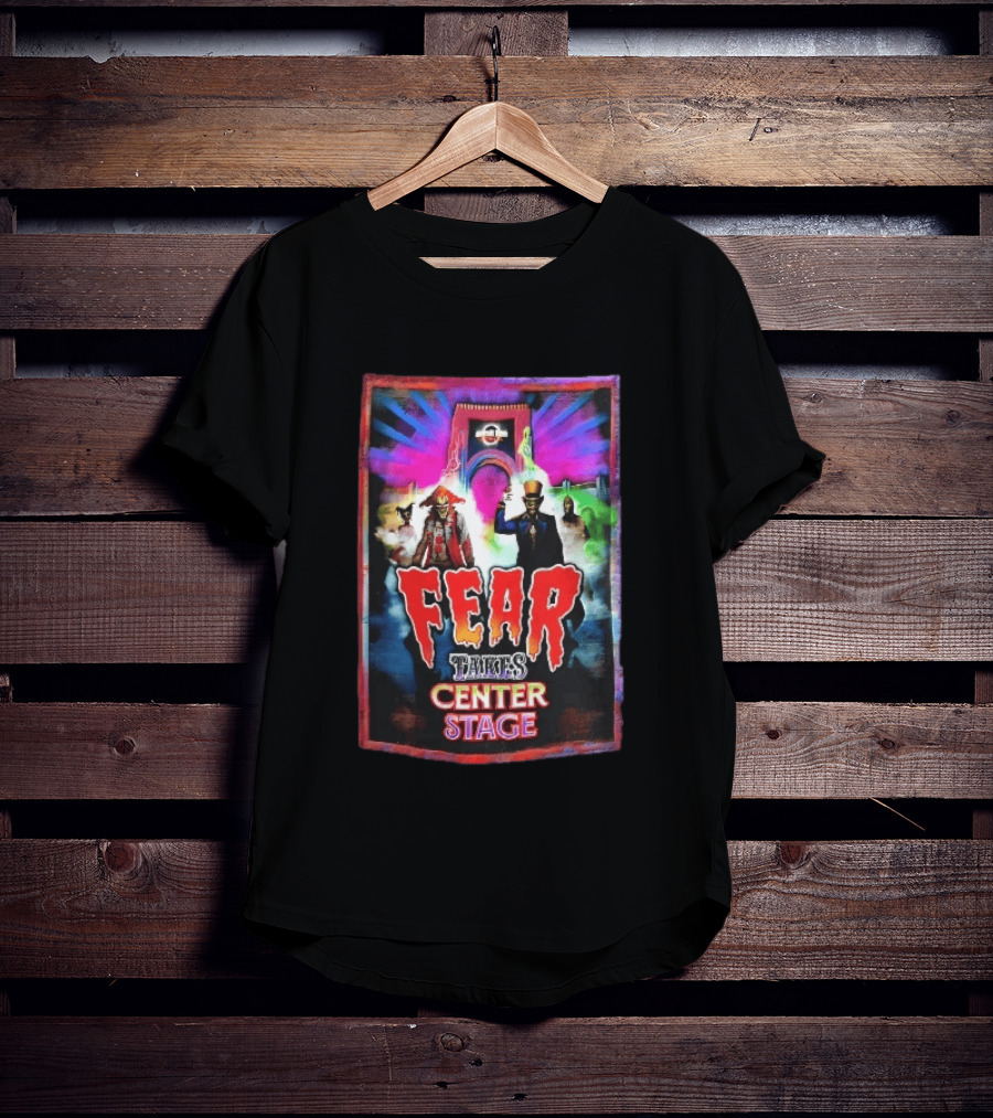 Universal Studios Fear Takes Center Stage Horror Characters Neon Archway Fog T-Shirt