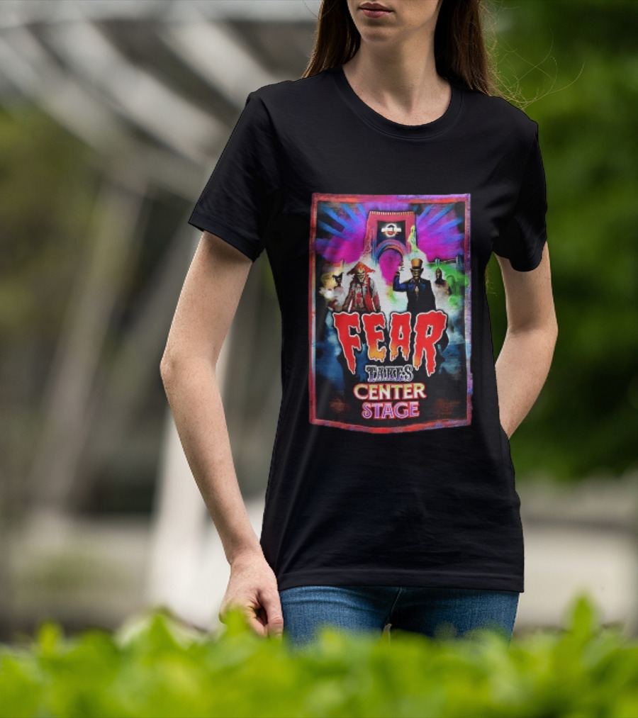 Universal Studios Fear Takes Center Stage Horror Characters Neon Archway Fog T-Shirt