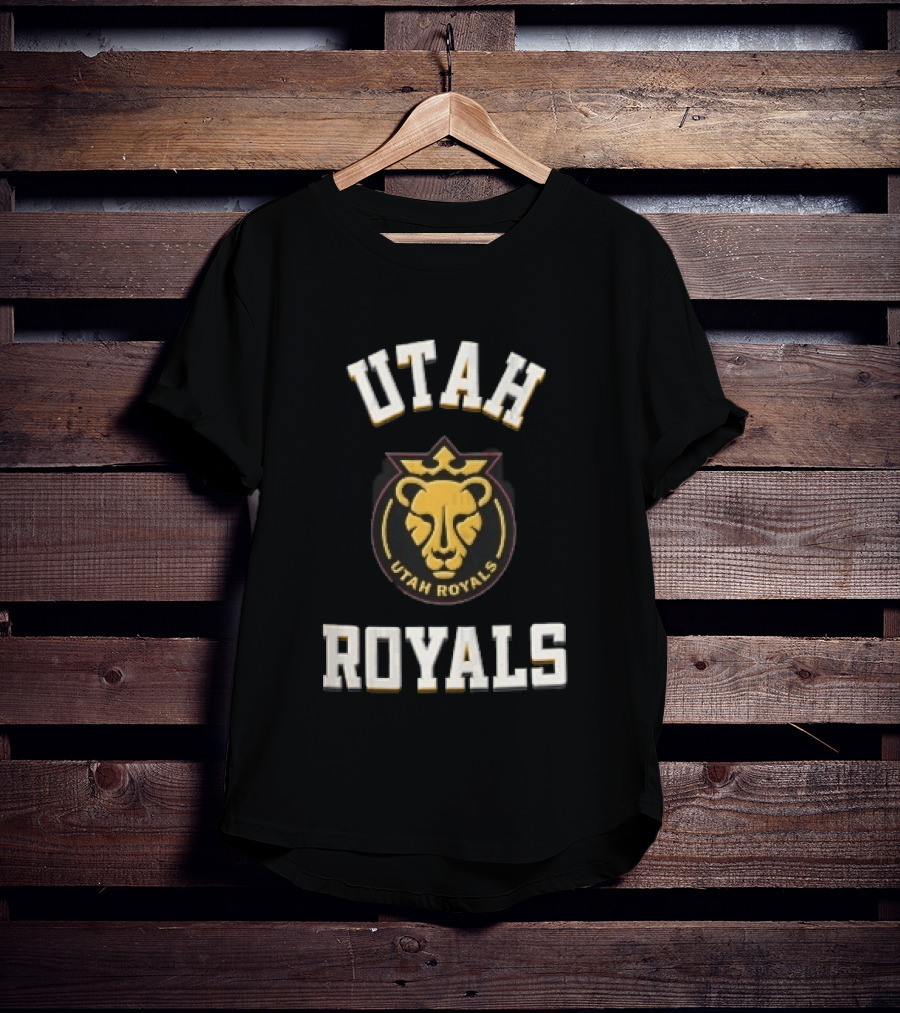 Utah Royals Varsity Lettering Lioness Crown Crest NWSL T-Shirt