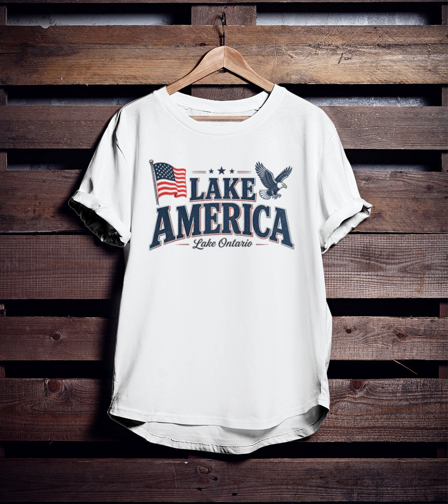 Lake America Lake Ontario Eagle American Flag Souvenir T-Shirt
