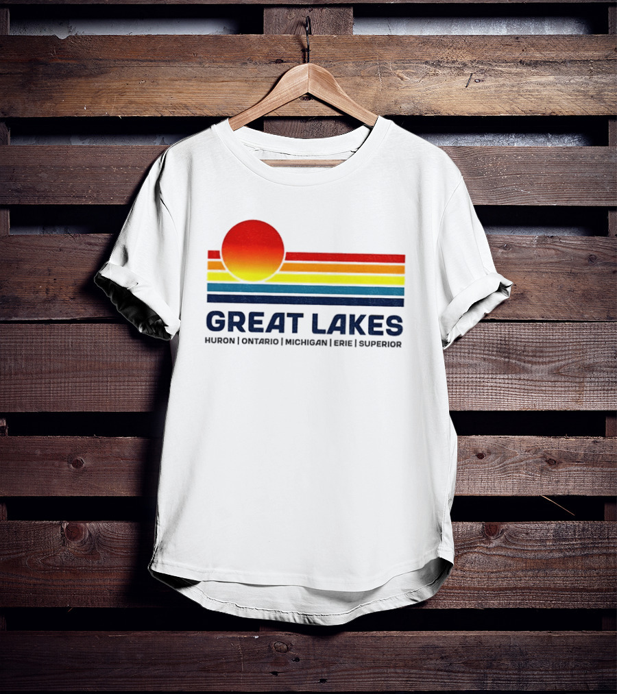 Great Lakes Huron Ontario Michigan Erie Superior Sunset T-Shirt