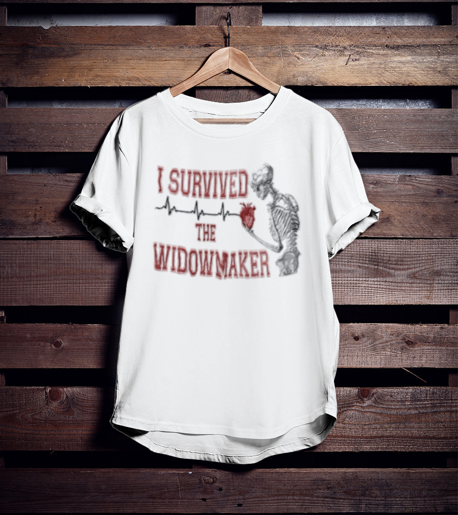 I Survived The Widowmaker Skeleton Holding Heart Rhythm T-Shirt