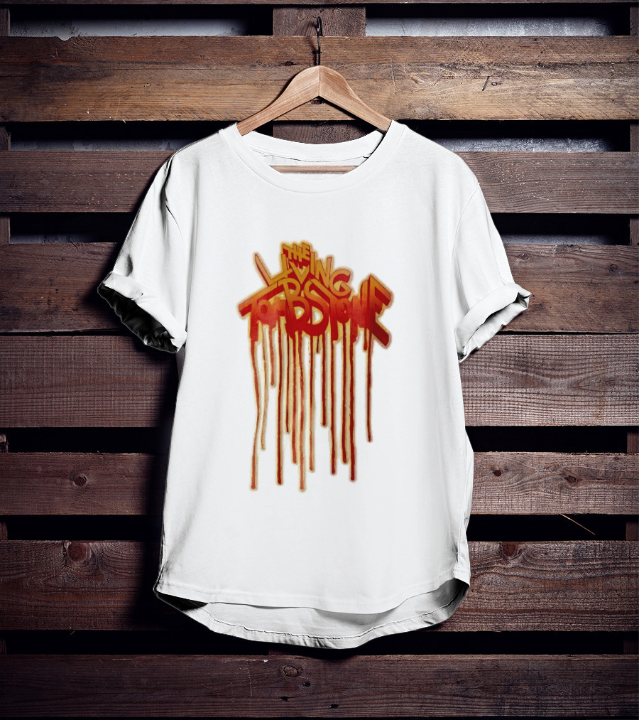 The Living Tombstone Red Orange Dripping Graffiti Font T-Shirt