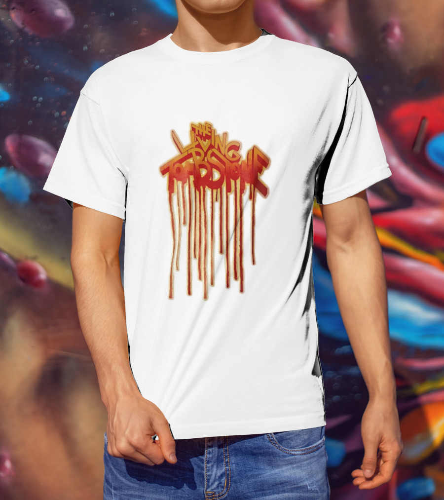 The Living Tombstone Red Orange Dripping Graffiti Font T-Shirt