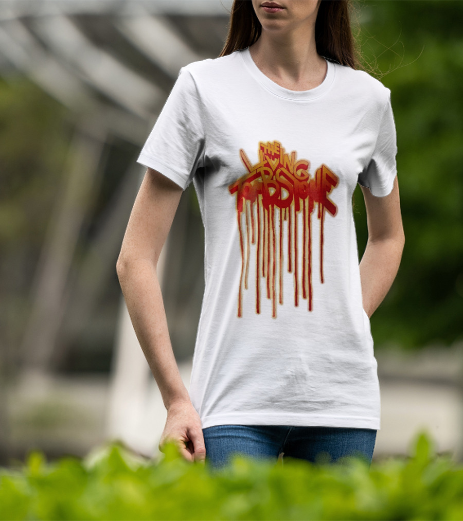 The Living Tombstone Red Orange Dripping Graffiti Font T-Shirt