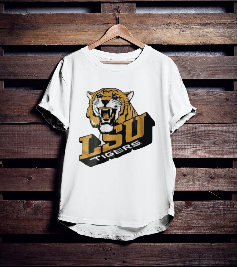 Louisiana State LSU Tigers Roaring 3D Block NCAA T-Shirt