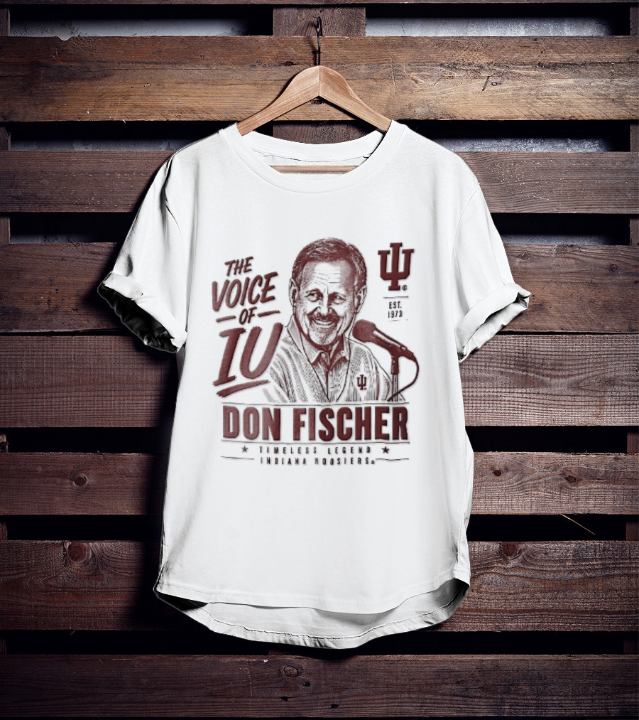 Indiana Hoosiers NCAA The Voice Of IU Don Fischer Timeless Legend Est 1973 Radio Announcer Microphone Line T-Shirt