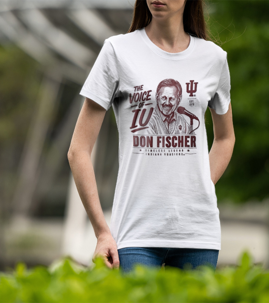 Indiana Hoosiers NCAA The Voice Of IU Don Fischer Timeless Legend Est 1973 Radio Announcer Microphone Line T-Shirt