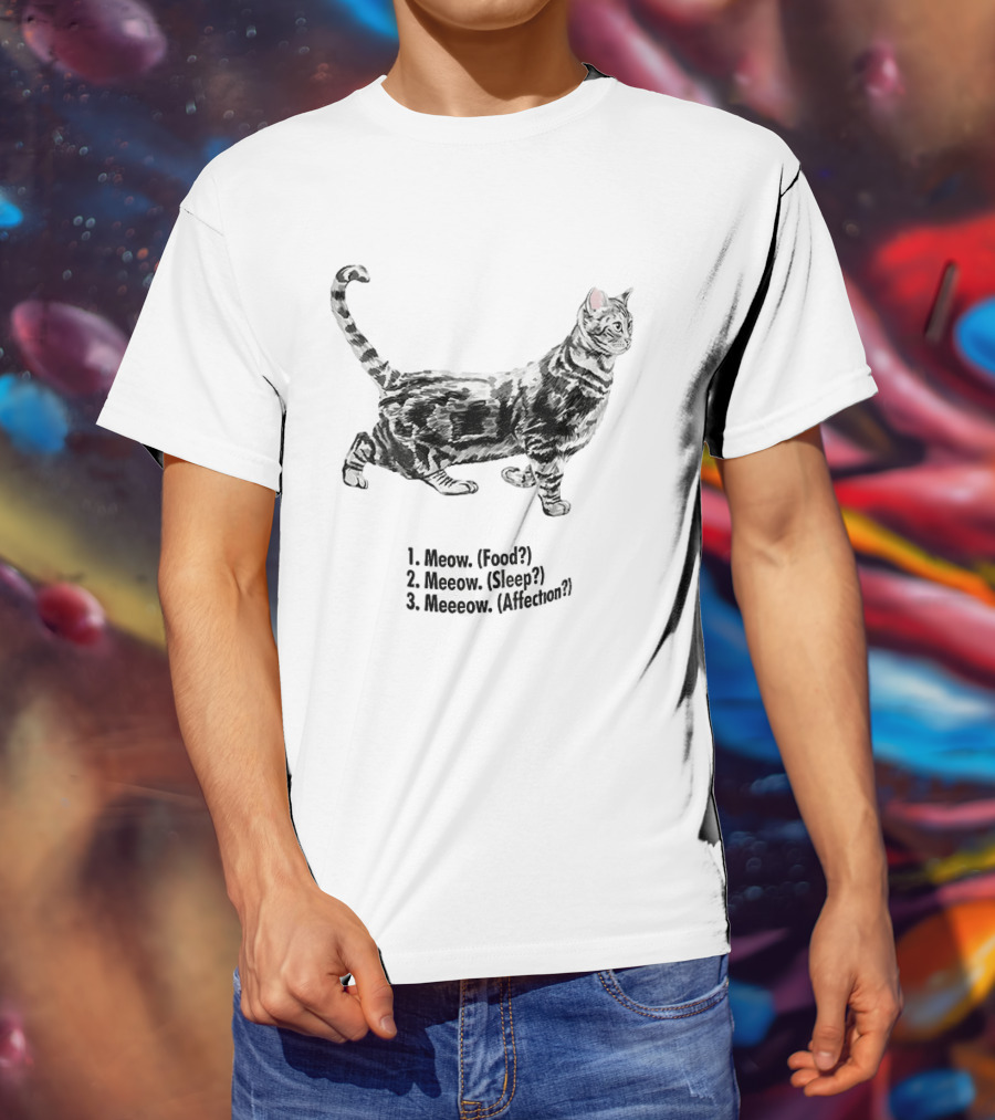 Meow Food Meeow Sleep Meeeow Affection Cat Lovers Humor T-Shirt