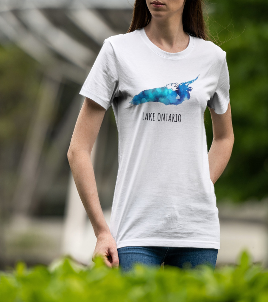 Lake Ontario Canada Map Watercolor T-Shirt
