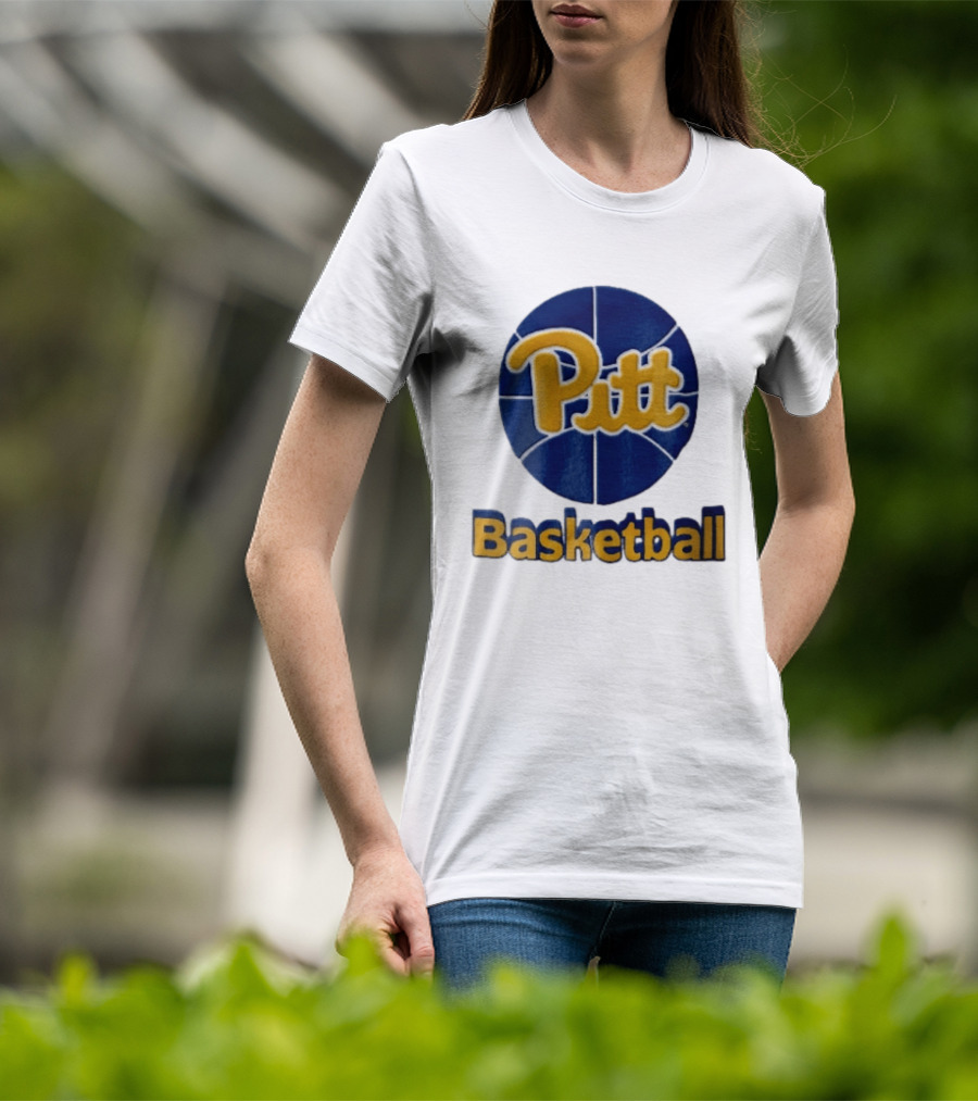 Pittsburgh Panthers Pitt Basketball Blue Sphere Yellow Script NCAA 3D T-Shirt