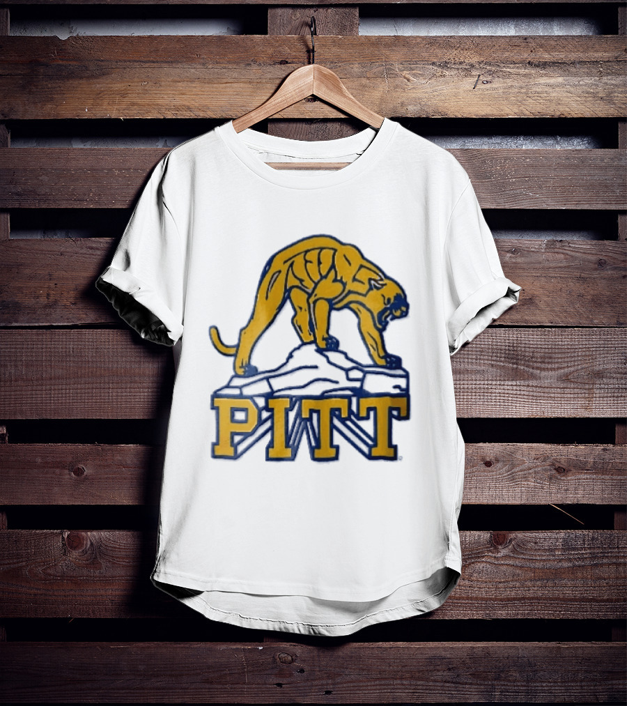 Pittsburgh Panthers Pitt Gold Panther Standing On Rock T-Shirt