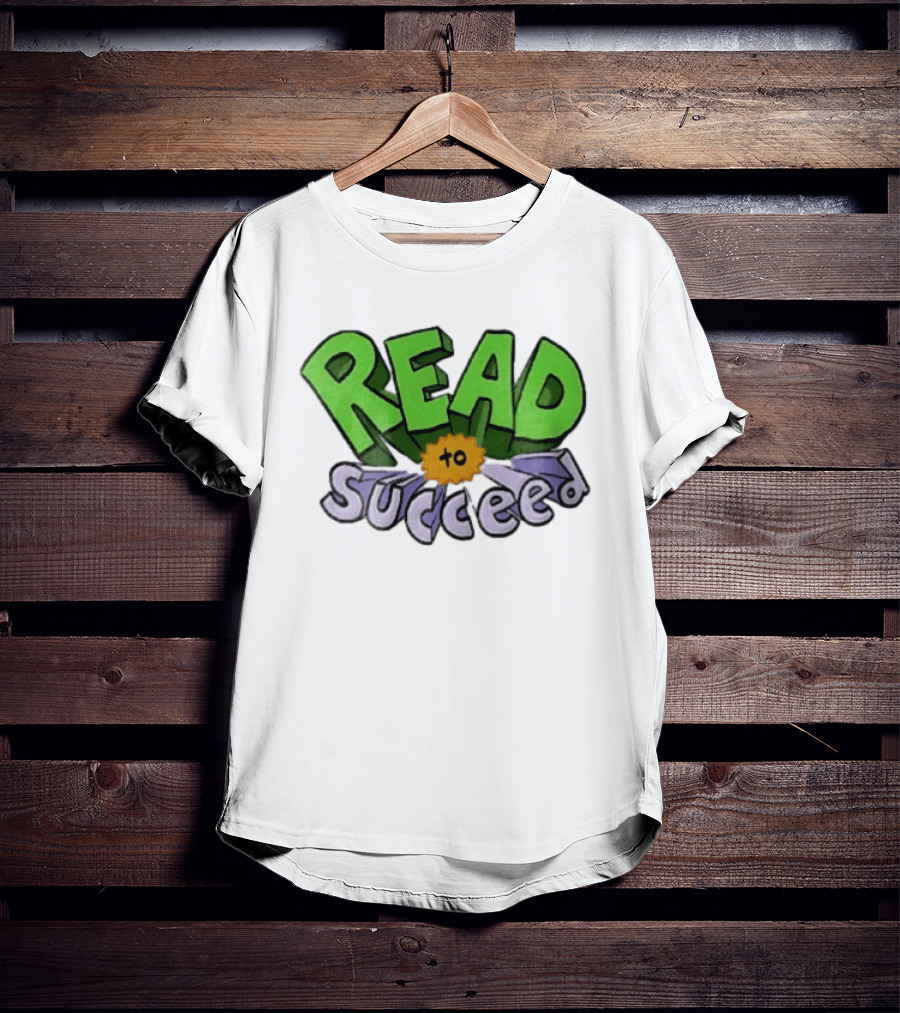 Read To Succeed Green Purple 3D Block Orange Burst Cartoon T-Shirt